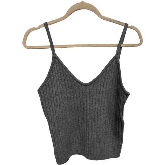 7 For All Mankind Tops - 7 For All Mankind Gray Ribbed Knit Cami Tank Top Medium Y2K Minimalist Basic